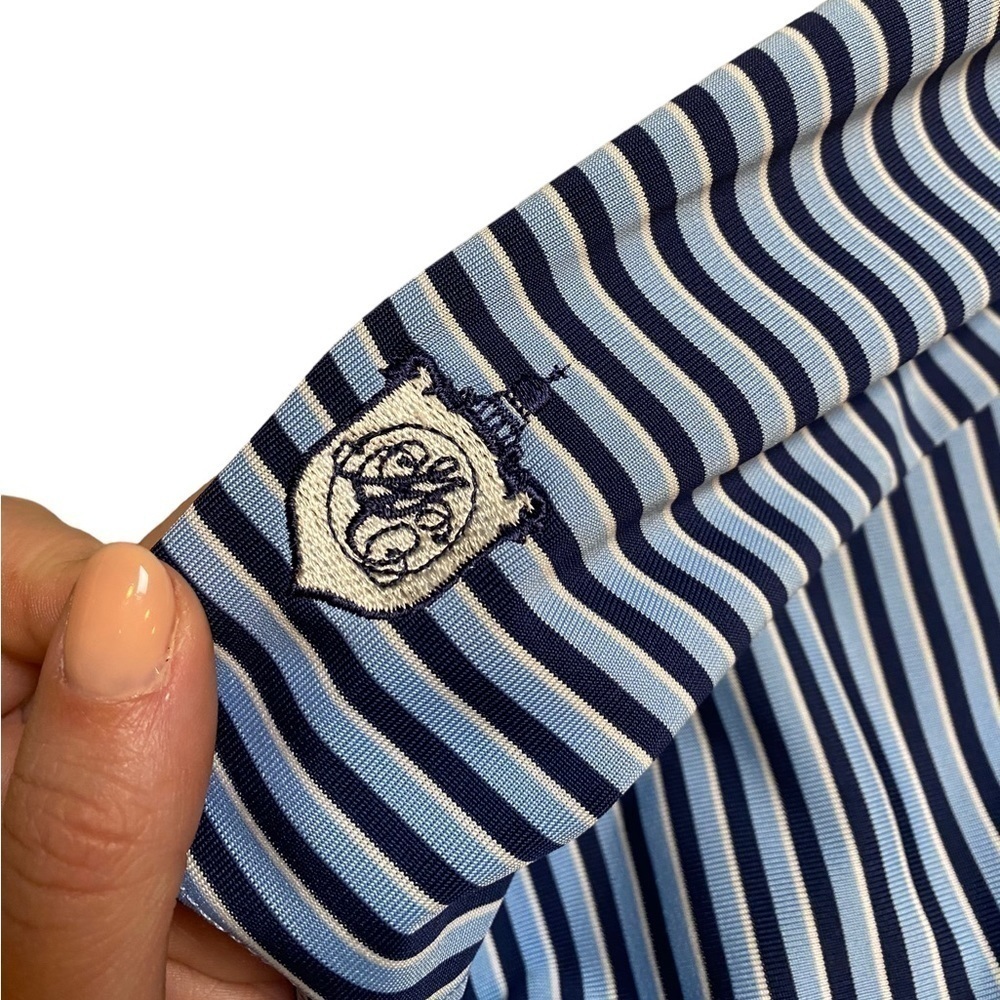 Donald Ross Polo Shirt Mens Large Blue Stripe Short Sleeve Active Polyester Golf - Picture 6 of 6